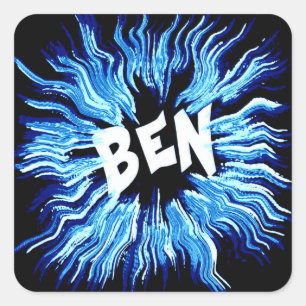 Ben Name Star in Blue Quadratischer Aufkleber