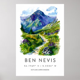Ben Nevis Aquarellposter Ben Nevis Reise Druck Poster
