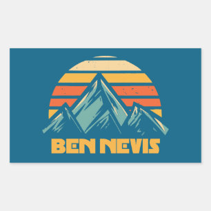 Ben Nevis Retro Turquoise Rechteckiger Aufkleber