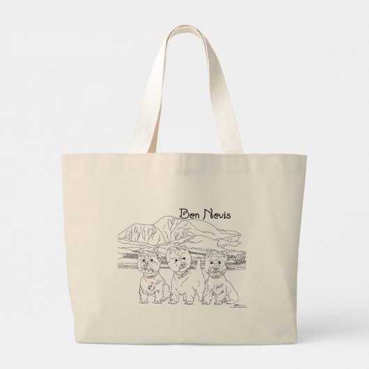 Ben Nevis Scotland mit Westies Tote Bag Jumbo Stoffbeutel (Rückseite)