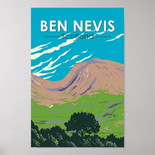 Ben Nevis Scotland Travel Art Vintag Poster (Vorne)