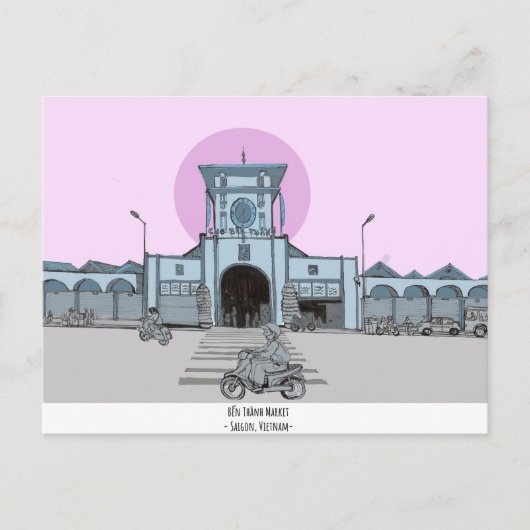 Ben Thanh Market Saigon Vietnam Illustration Postkarte (Vorderseite)