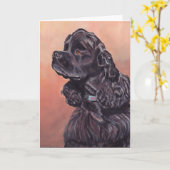 Ben the Black Cocker Spaniel Dog Art Grußkarte Karte (Gelbe Blume)