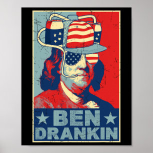 Ben trank Bier 4. Juli Retro-Bierliebhaber Drin Poster