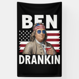 Ben trank Bier 4. Juli Vintage-Flagge Lustig Banner