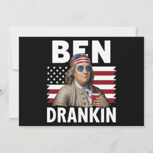Ben trank Bier 4. Juli Vintage-Flagge Lustig Einladung