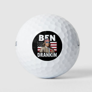 Ben trank Bier 4. Juli Vintage-Flagge Lustig Golfball
