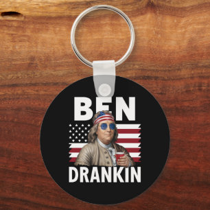 Ben trank Bier 4. Juli Vintage Flagge Lustig Schlüsselanhänger