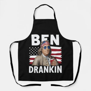 Ben trank Bier 4. Juli Vintage-Flagge Lustig Schürze