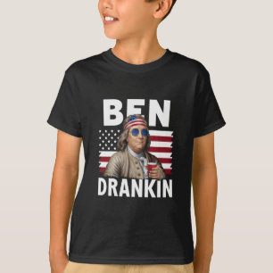 Ben trank Bier 4. Juli Vintage-Flagge Lustig T-Shirt