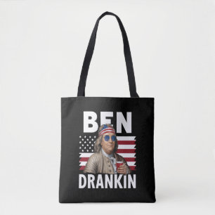 Ben trank Bier 4. Juli Vintage Flagge Lustig Tasche