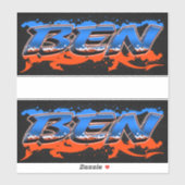Ben Vorname Name Graffiti Aufkleber Sticker (Blatt)