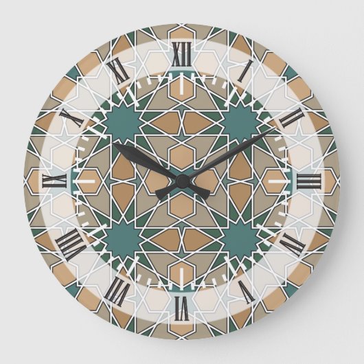 Ben Yusuf Madrasa Geometric Pattern 006 Große Wanduhr (Vorderseite)