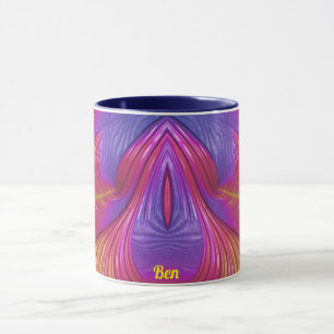 BEN ~ Zany 3D Fraktal ~ Rosa Gelb Lila 3D Tasse