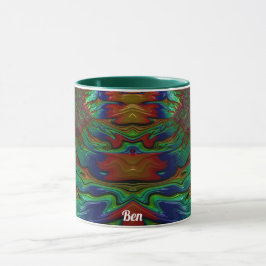 BEN ~ Zany 3D ~ Green Red Blue 3D Tasse