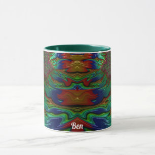 BEN ~ Zany 3D ~ Green Red Blue 3D Tasse