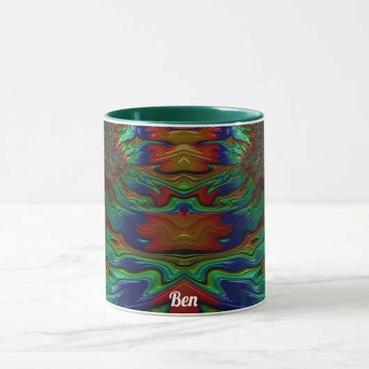 BEN ~ Zany 3D ~ Green Red Blue 3D Tasse (Zentrum)