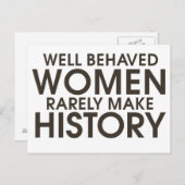 Benachteiligte Frauen machen selten Geschichte Postkarte (Vorne/Hinten)