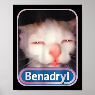 Benadryl Meme Cat Funny Cat Lovers Cat Mama Cat Va Poster