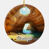 Benagil Caves Algarve Portugal Postcard Keramik Ornament (Hinten)