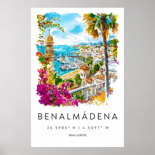 Benalmadena Aquarell 1 Poster (Vorne)