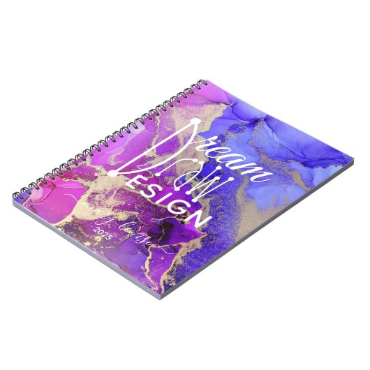 Benannt Abstrakt Pink Lila Gold Art Notebook Notizblock (Linke Seite)
