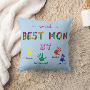 Benannt beste Mama Hand Art Pastel Blue Personaliz Kissen