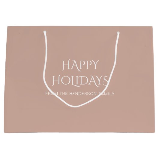 Benannt Boho Pink Happy Holidays Farbe D2AFA1 Große Geschenktüte (Vorderseite)