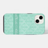 Benannt Fleur de Lis Damast mintgrün iPhone Hülle (Rückseite (Horizontal))