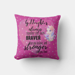 Benannt GODAUGHTER Motivierend Zitat Einhorn Rosa Kissen
