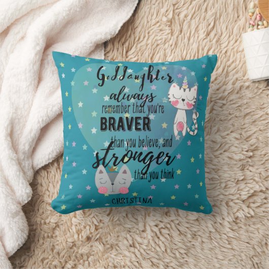 Benannt GODAUGHTER Motivierend Zitat Niedliche Kat Kissen (Decke)
