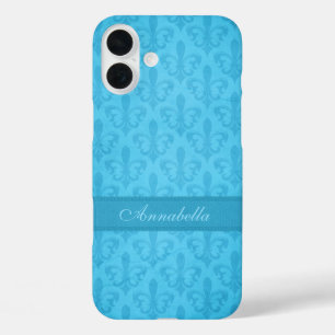 Benannt Lilie Damask blue iPhone 16 Plus Hülle
