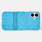 Benannt Lilie Damask blue Case-Mate iPhone Hülle (Rückseite (Horizontal))