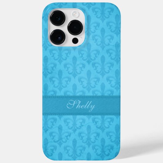 Benannt Lilie Damask blue Case-Mate iPhone Hülle (Rückseite)