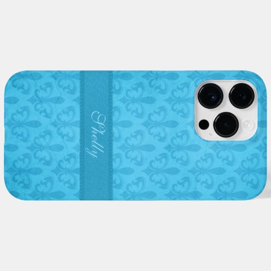 Benannt Lilie Damask blue Case-Mate iPhone Hülle (Rückseite (Horizontal))