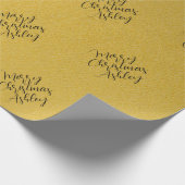 Benannt Merry Christmas golden Handwriting-Skript Geschenkpapier (Ecke)