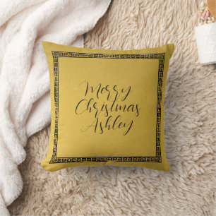 Benannt Merry Christmas golden Handwriting-Skript Kissen