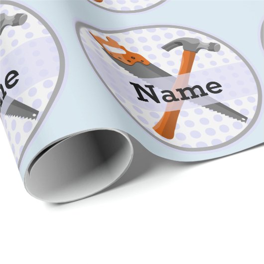 Benannt Personalisiert Tools Design für Jungen. Geschenkpapier (Rolleneckpunkt)