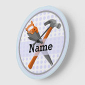 Benannt Personalisiert Tools Design für Jungen. Große Wanduhr (Winkel)