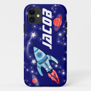 Benannte 5 Buchstaben Weltraumrakete blaue Jungen iPhone 11 Hülle