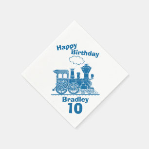 Benannte blaue Zug-Jungen 10. Geburtstag Serviette