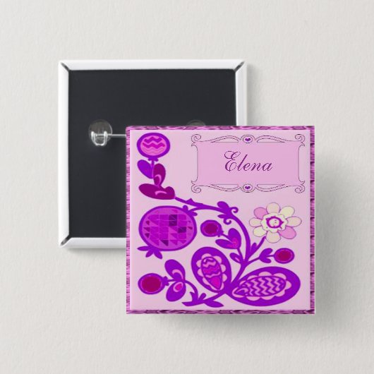 Benannte Blume Deko Button (Vorne & Hinten)