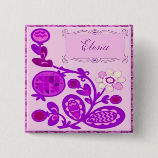 Benannte Blume Deko Button (Vorderseite)