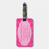 Benannte Damask Hot Rosa Gepäckmarke Gepäckanhänger (Rückseite vertikal)