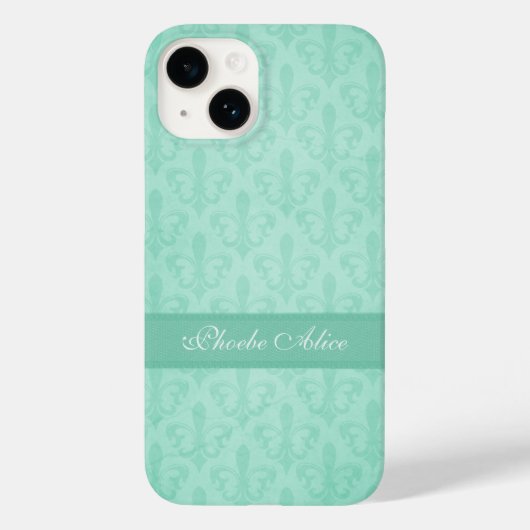 Benannte Lilie Damask Minze grün Case-Mate iPhone Hülle (Rückseite)