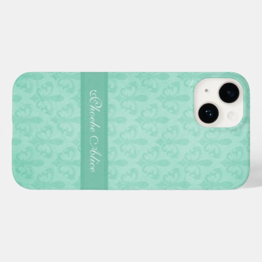 Benannte Lilie Damask Minze grün Case-Mate iPhone Hülle (Rückseite (Horizontal))