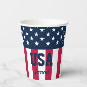Benannte US Flagge Red White Blue Pappbecher (Rückseite)