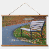 Bench Along A Fall Sidewalk Stroll Wandteppich Mit Holzrahmen (Vorne)