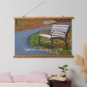 Bench Along A Fall Sidewalk Stroll Wandteppich Mit Holzrahmen (Schlafzimmer)
