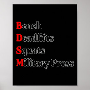 Bench Deadlift Squat Militär Press Bodybuilding G Poster